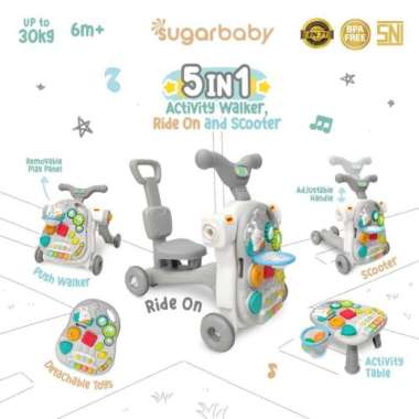 Sugar Baby 5in1 Activity Walker Ride-On & Scooter / baby walker Grey