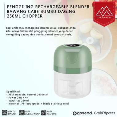 PENGGILING RECHARGEABLE BLENDER BAWANG CABE BUMBU DAGING 250ML CHOPPER