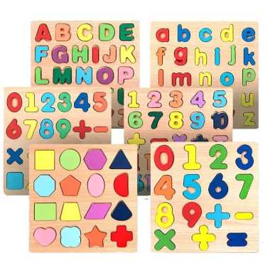 edukasianakpintar_indonesia / PUZZLE CHUNKY ABJAD ANGKA / puzzle kayu / Mainan edukasi kayu/ edukati