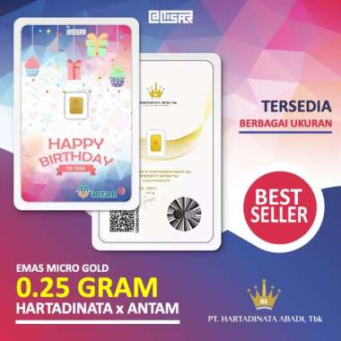Emas Hartadinata x Antam Asli 0.25 gram 0,25 gr Kado Ulang Tahun Gift Happy Birthday Original + Box