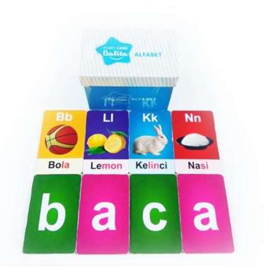 flash card balita, kartu belajar membaca, kartu belajar huruf Multicolor