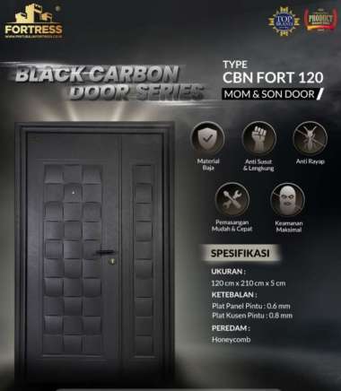 PINTU BAJA FORTRESS / PINTU RUMAH/ PINTU BAJA BLACK CARBON 120