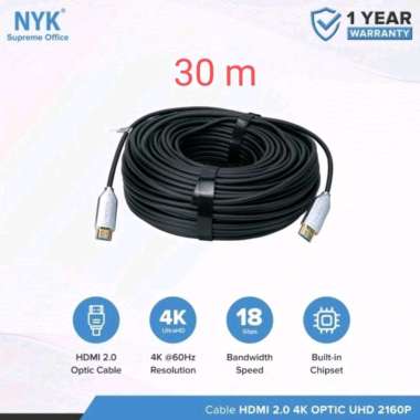 NYK Kabel 30Meter Active Fiber Optic HDMI 2160P ULTRA HD 4K HDR