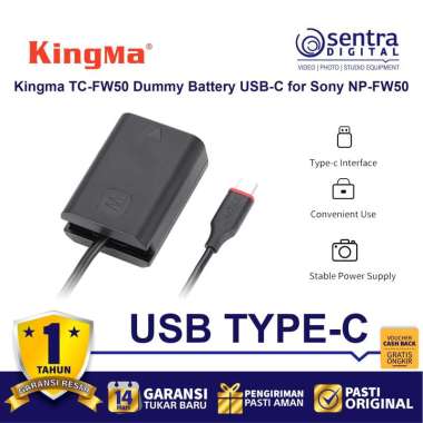 Kingma TC-FW50 Dummy Battery USB-C for Sony ZV-E10 A6000 A6400