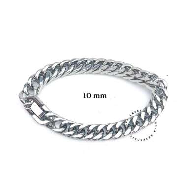 Zafa Gelang Titanium Pria Wanita Rantai Anti Karat - Fury Bracelet 22cm Silver 10mm