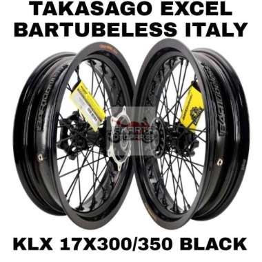 Velg Wheelset Supermoto Takasago Excel Bartubeless Klx 300 350 Black Multicolor