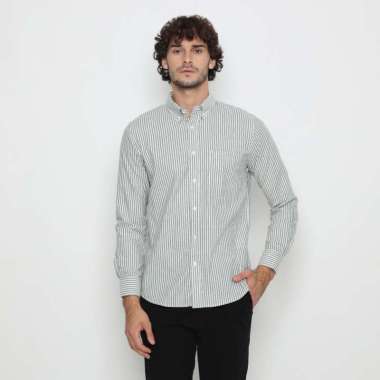 Platini Kemeja Pria Salur Lengan Panjang Katun Abu 76431 L