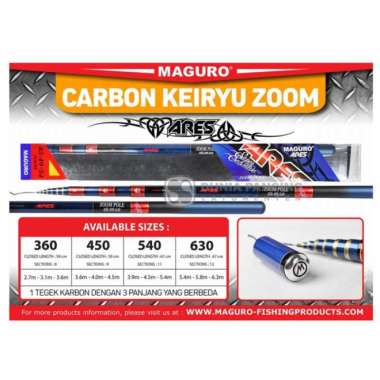 Joran Tegek Maguro Ares Zoom Pole Carbon 360 450 540 630 Pilih Multicolor