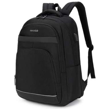 Navy Club Tas Ransel Laptop CEG - Backpack Daypack USB Port Tas Pria Wanita Free Bag Cover Black