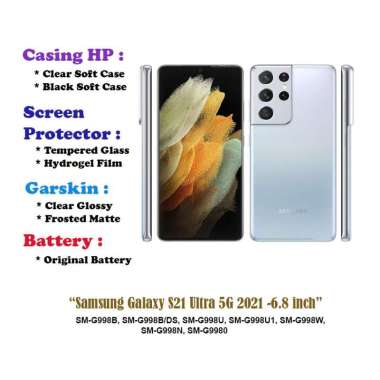 Samsung Galaxy S21 Ultra 5G 2021 -6.8 inch - Case - Screen Protector - Battery - Dll Garskin Matte