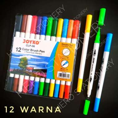 Pen Gel Kuas Color Brush Pen Joyko Set 12 Warna Clp-06 B Multicolor