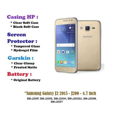 Samsung Galaxy J2 2015 - J200 - 4.7 inch - Case - Screen Protector - Battery - Dll Tempered Glass