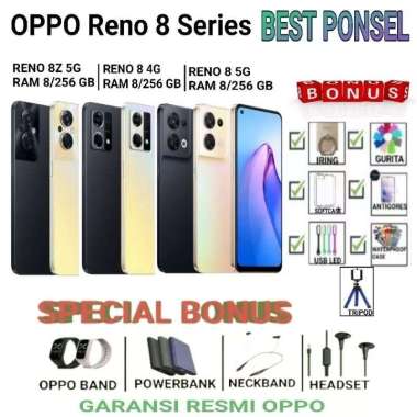 OPPO RENO 8 5G RAM 8/256 GB | RENO 8 4G RAM 8/256 GB | RENO8 | RENO 8Z 8/256 Reno8z GARANSI RESMI OPPO INDONESIA Reno8 4G 8/256 Black Bonus 7+Oppo band