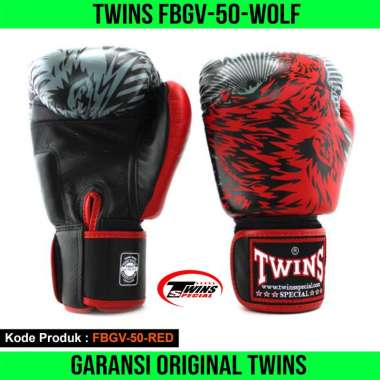 Sarung Tinju Twins Original, Sarung Tinju Muay Thai Twins Boxing Gloves 10oz FBGV-50-RED