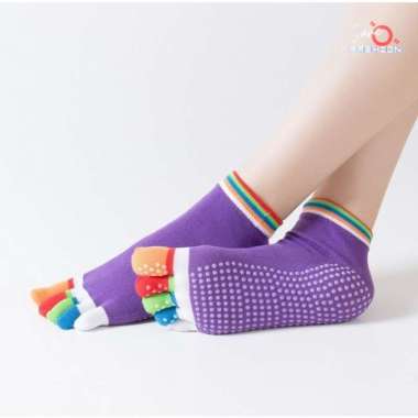 Kaos Kaki Jari Sport Wanita Katun Anti Slip Yoga Fitness JOFKK171 CF Purple