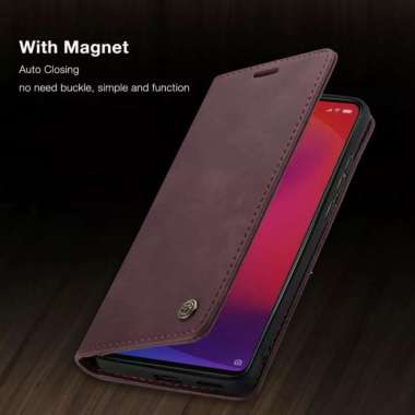 REDMI 10C Flip Case Caseme Cover Leather Wallet Sarung Dompet kulit Maron