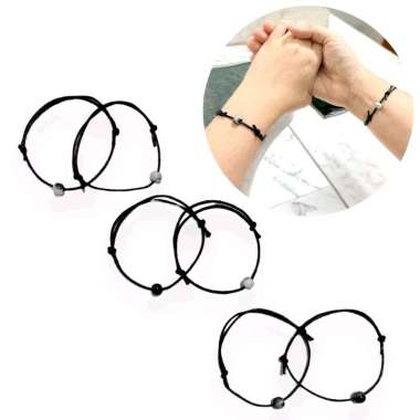 Sepasang (2 buah) Gelang Couple Tali Marble Marmer Charm Monochrome Bracelet Couple Gelang Pasangan 