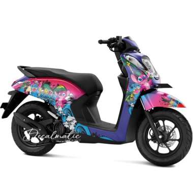 Stiker Full Body Decal Motor Honda Genio 2018 - 2023 Lilo And Stitch Biru