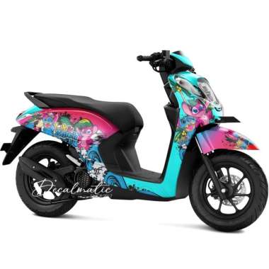 Stiker Full Body Decal Motor Honda Genio 2018 - 2023 Lilo And Stitch Cyan