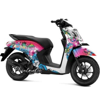 Stiker Full Body Decal Motor Honda Genio 2018 - 2023 Lilo And Stitch Putih