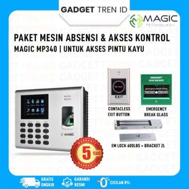 Paket Mesin Absensi & Akses Kontrol Magic MP340 | K40 Untuk Akses Pintu Kayu MP340