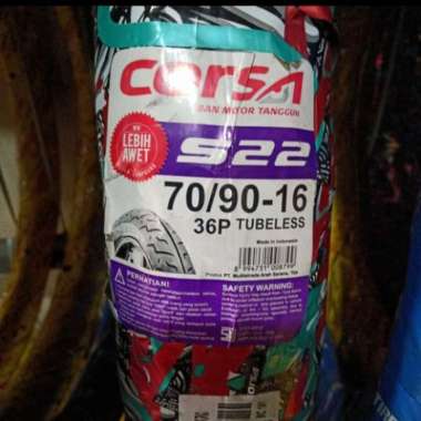Ban depan motor skywave pelek 16 Corsa 70 90 ring 16 S22 tubeless
