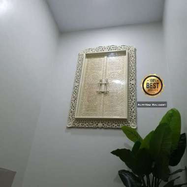 Kaligrafi Pintu Kakbah Jati Jumbo 160x100cm. Cream Milky Elegan Mewah