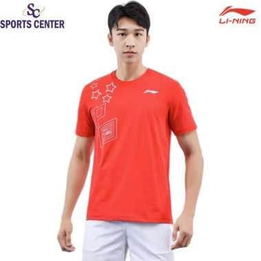 New Kaos / Jersey Badminton Lining AT DRY Print Logo AHST363 Red XXL