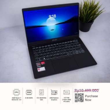 LAPTOP SECOND MSI MODERN 14 C5M RYZEN 7 RAM 8GB SSD 512GB LIKE NEW