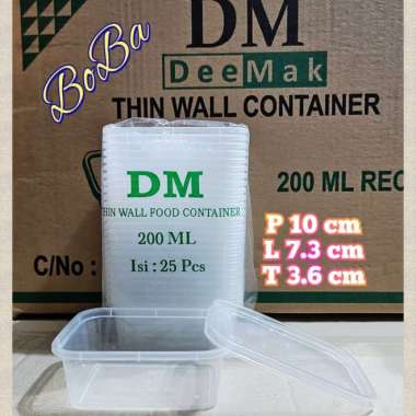 1 Dus Thinwall DM 200ML Container kotak Persegi Bervariasi Multicolor