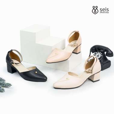 SEIS Citra Sepatu Mules Wanita | Sepatu Heels Wanita Hak 5 cm 41 BLACK