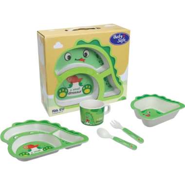 Baby Safe Feeding Set Dino FS607 - 5Pcs Set Tempat Makan