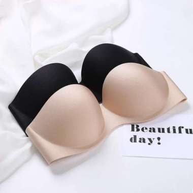 Verish Bra Seamless / BH Pesta Strapless / Push Up Bra 001 Hitam Cup B