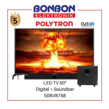 Polytron LED Digital TV 50 Inch PLD 50BV8758 + Soundbar Soundwave