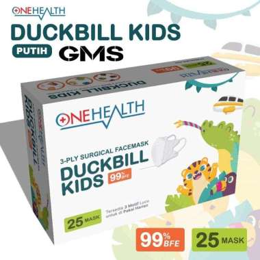 Masker Duckbill Anak Medis Onehealth Per Box isi 25 Pcs / Surgical Facemask Duckbill Kids Putih Polo