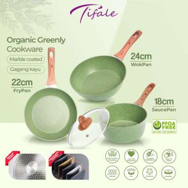 ZS Tifale Organic Greenly Cookware Marble Coated Anti lengket Handle Bakelite Silicone Anti Leleh Av