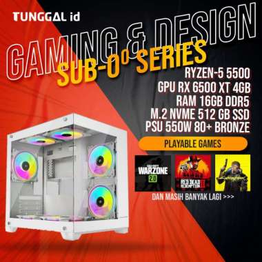 PC RAKITAN | RYZEN 5 5500 | RX 6500 XT | 512 SSD | 16GB | GAMING & DESIGN FULLSET GAMING