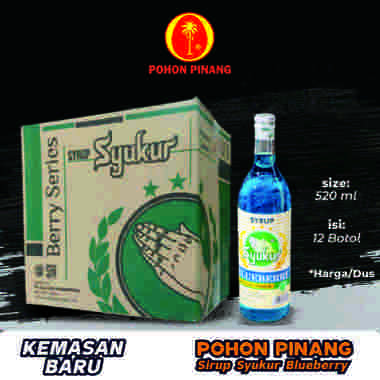 Pohon Pinang Syrup Syukur Blueberry 600ml Kemasan 1 Lusin