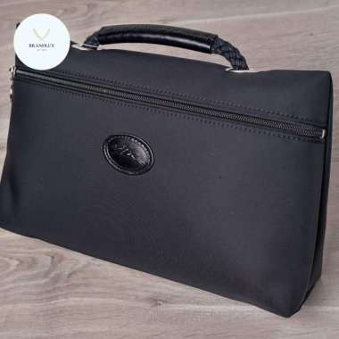 Longchamp Pouch Planetes Top Handle Large - 100% Authentic Black