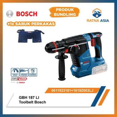 Mesin Bobok Bosch GBH 187-LI Bor Beton (Unit Only) + Sabuk Perkakas
