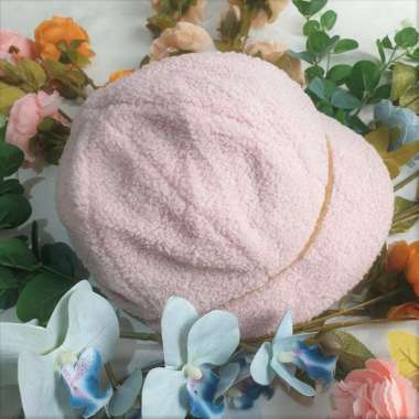 Verish Topi Pet Bulu2 Domba Velvet / Topi Musim Dingin Wanita Ibu Nenek Impor Soft Pink