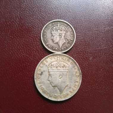 koin perak malaya 1939 nominal 20 dan 10 cent