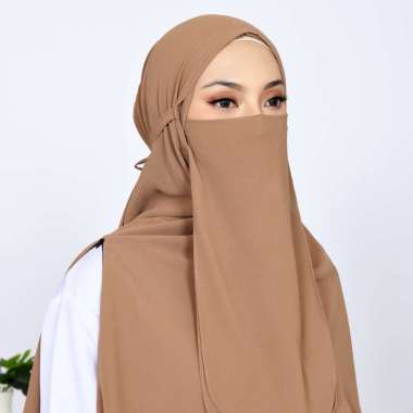 Jilbab Bergo Syari Azzahra Resleting Khimar + Free Cadar Niqab Satu Set Semua Ukuran Kunyit