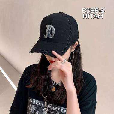 VERISH Topi Baseball Pria Wanita Distro Polos Huruf D Manik Casual Cap Sport Gaya Korea Import BSBE 