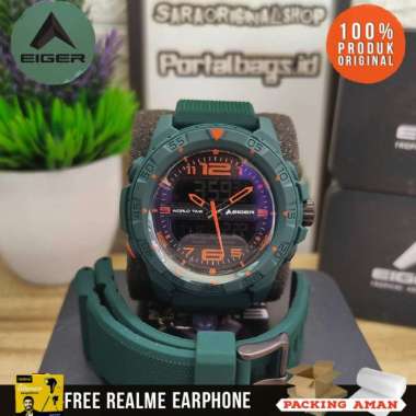 Eiger Baitou Jam Tangan Dual Time Original Hijau