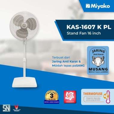 kipas angin miyako KAS-1607 K PL 16inci / stand fan kaki kotak miyako kas1607kpl / kipas berdiri kas