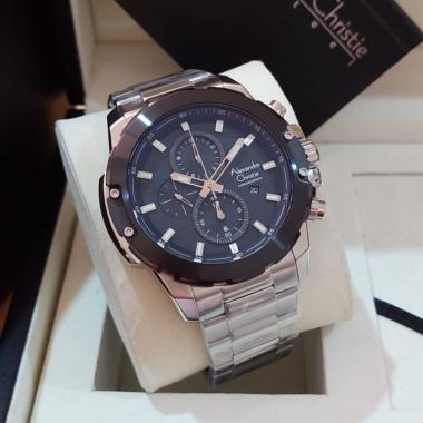 JAM TANGAN PRIA ALEXANDRE CHRISTIE AC 6583 AC6583 STAINLES ORIGINAL SILVER BLACK