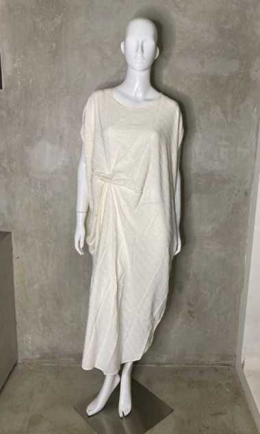 CHIC SIMPLE METALIC STRIPES FURRY RUCHED KAFTAN WANITA TN0727BB CREAM