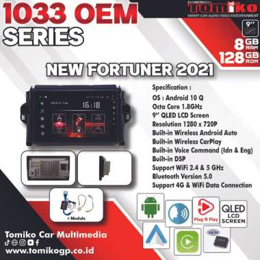 Head Unit Android Tomiko 1033 OEM Series for New Fortuner VRZ 2021