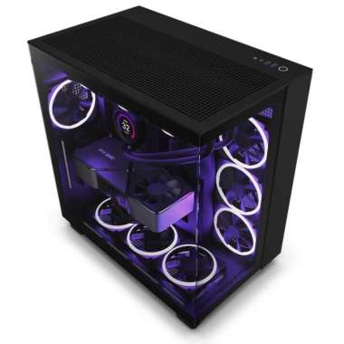 Casing PC Gaming NZXT H9 FLOW Dual Chamber - ATX Mid Tower Airflow 360mm AIO Support Putih